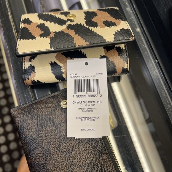 coach Card Holder Wallet With Leopard Print And Signature Canvas CCL99 IMYFB - Picture 7 of 7